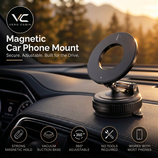 Black Magnetic Car Phone Mount Square
